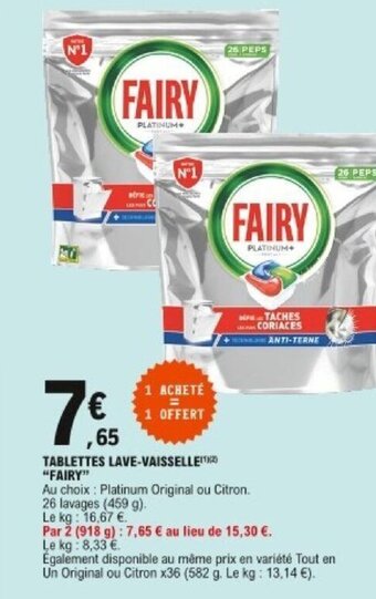 E.Leclerc Tablettes lave-vaisselle Fairy offre