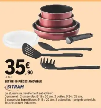 E.Leclerc Set de 10 pièces amovible offre
