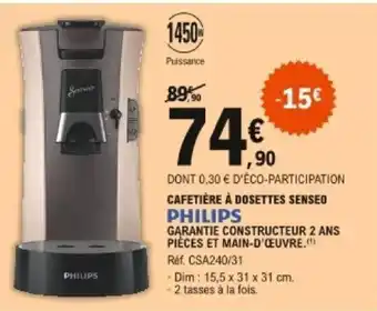 E.Leclerc Cafetiére à dosettes sensed offre