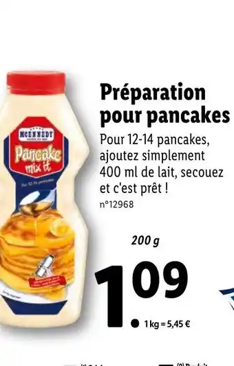 Lidl Prêparation Pour Pancakes offre