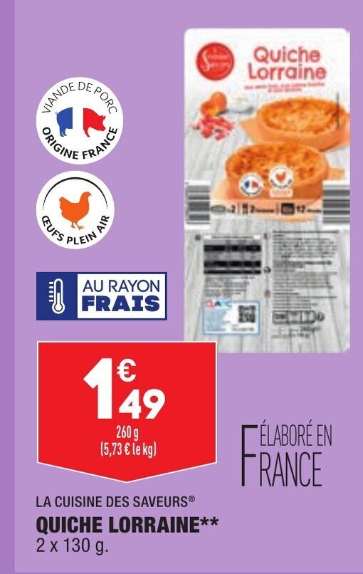Promo Quiche Lorraine chez ALDI
