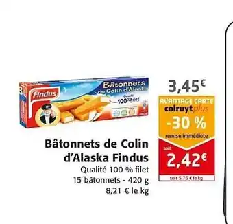 Colruyt Bâtonnets De Colin D'alaska Findus offre