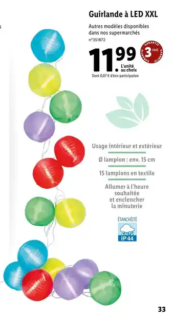 Lidl Guilande à Led XXL offre