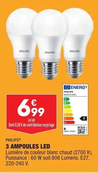 ALDI 3 Ampoules Led offre