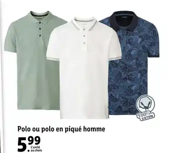 Lidl Polo ou Polo En Piquè Homme offre