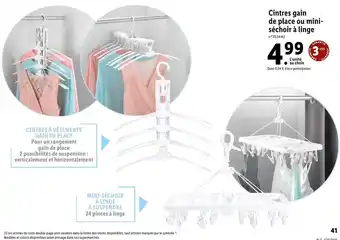Lidl Cintres gain de place ou mini-séchoirà linge offre