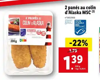Lidl 2 panés au colin d'Alaska MSC offre