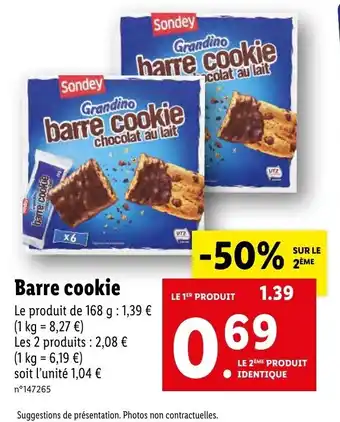 Lidl Barre cookie offre