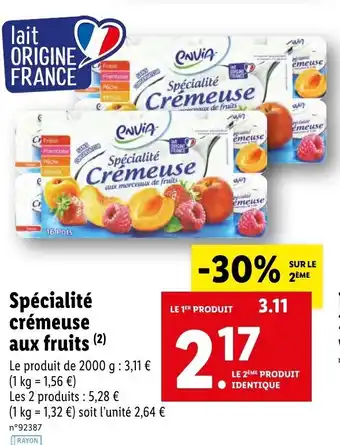 Lidl Spécialité crémeuse aux fruits offre