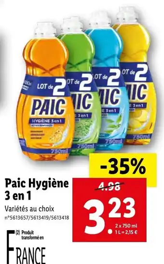 Lidl Paic Hygiène 3 en 1 offre