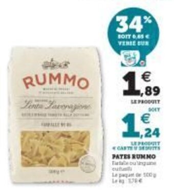 Super U Pates rummo offre