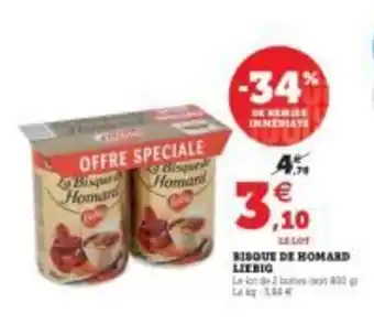 Super U Bisque de homard liebig offre