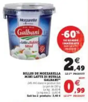 Super U Billes de mozzarella mini latte de bufala offre
