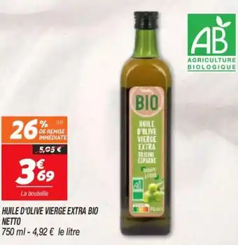 Netto Huile d'olive vierge extra bio offre