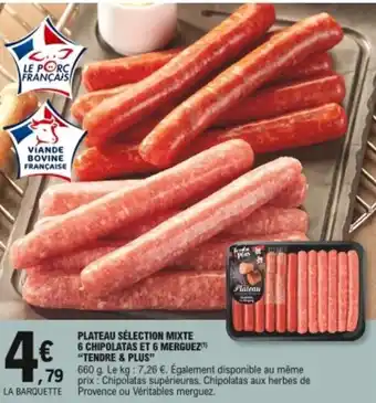 Plateau sélection mixte 6 chipolatas et 6 merguez Tendre & plus