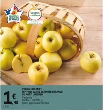 E.Leclerc Pomme golden igp des alpes de haute durance ou aop limousin offre