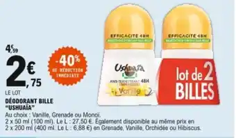 E.Leclerc Déodorant bille Ushuaia offre