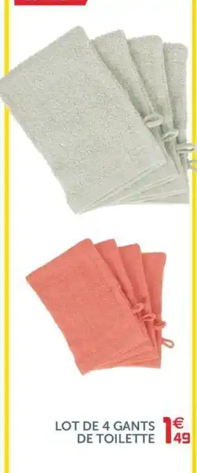 Gifi Lot de 4 gants de toilette offre