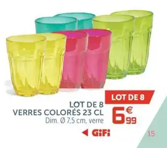 Gifi Lot de 8 Verres Colorés 23cl offre