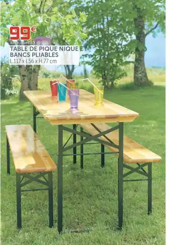 Gifi Table de Pique Nique Et Bancs Pliables offre
