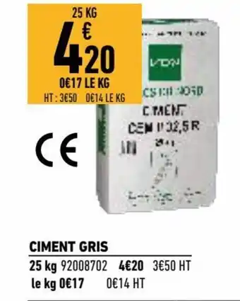 Brico Cash Ciment Gris offre