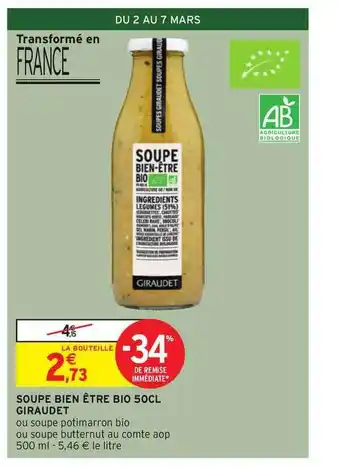 Intermarché Hyper Soupe Bien être Bio 50cl Giraudet offre