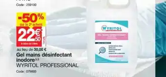 Promocash Gel Mains Desinfectant Inodore Wyritol Professional offre