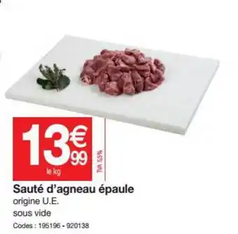 Promocash Saute D'agneau Epaule offre