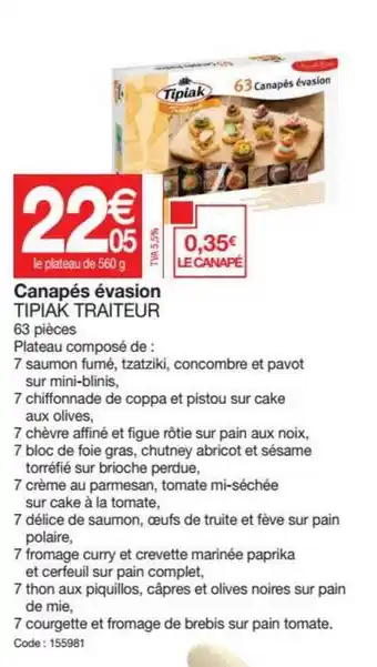 Promocash Canapes Evasion Tipiak Traiteur offre