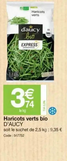 Promocash Haricots Verts Bio D'aucy offre