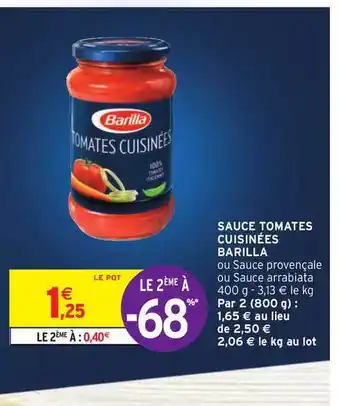Intermarché Hyper Sauce Tomates Cuisinées Barilla offre
