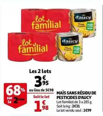 Auchan Maïs Sans Résidu De Pesticides D'aucy offre
