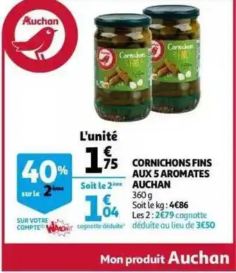 Auchan Cornichons Fins Aux 5 Aromates Auchan offre