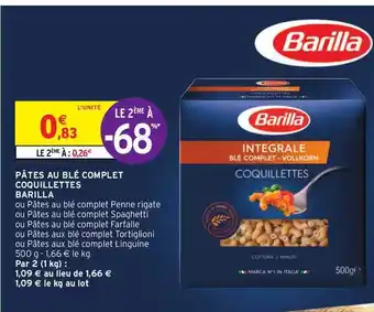 Intermarché Hyper Pâtes Au Blé Complet Coquillettes Barilla offre