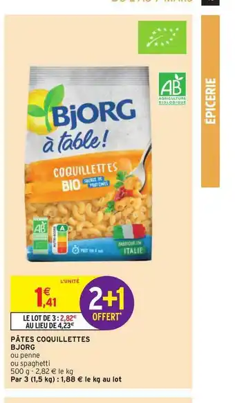 Intermarché Hyper Pâtes Coquillettes Bjorg offre