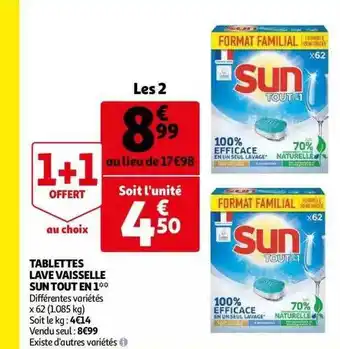 Auchan Tablettes Lave Vaisselle Sun Tout En 1 offre