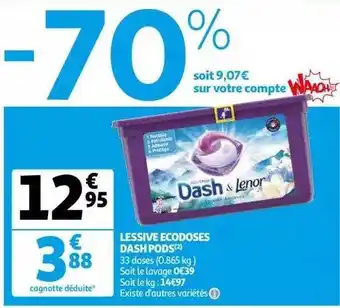 Auchan Lessive écodoses Dash Pods offre