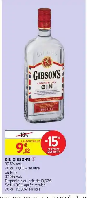 Intermarché Hyper Gin Gibson's offre