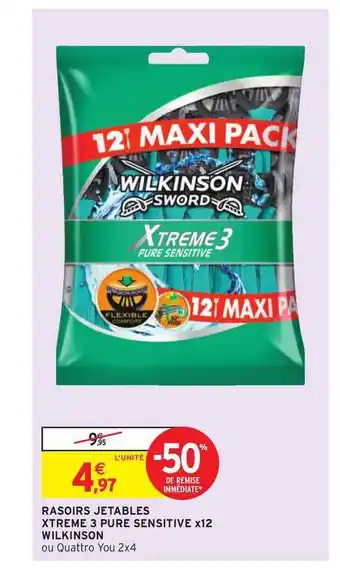 Intermarché Hyper Rasoirs Jetables Xtreme 3 Pure Sensitive X12 Wilkinson offre