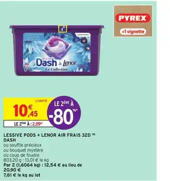 Intermarché Hyper Lessive Pods + Lenor Air Frais 32d Dash offre