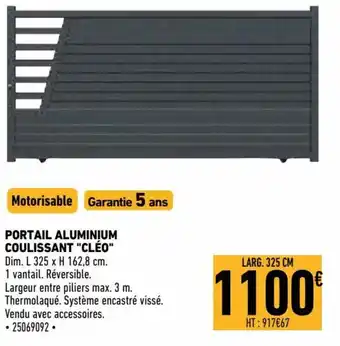 Brico Cash Portail aluminium coulissant "cléo" offre