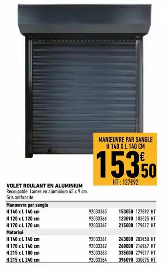 Brico Cash Volet roulant en aluminium offre