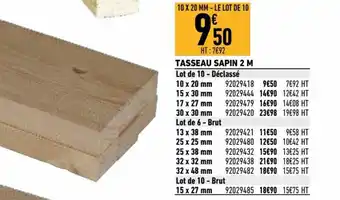 Brico Cash Tasseau sapin 2 m offre