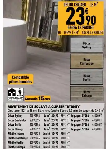 Brico Cash Revêtement de sol lvt à clipser Sydney offre