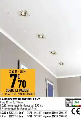 Lambris pvc blanc brillant