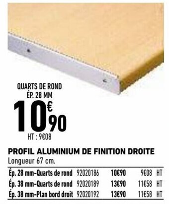 Brico Cash Profil Aluminium de Finition Droite offre