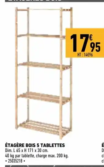 Brico Cash Étagère Bois 5 Tablettes offre