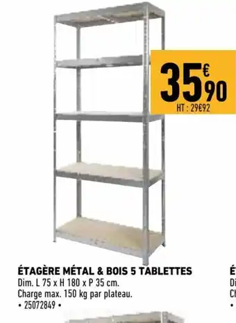 Brico Cash Étagère Métal & Bois 5 Tablettes offre
