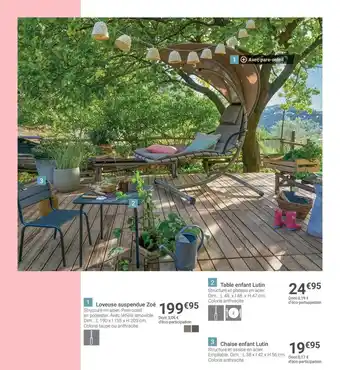 Gamm vert Loveuse Suspendu Zoé, Table Enfant Lutin, Chaise Enfant Lutin offre