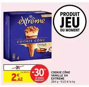 Intermarché Express Cookie Cône Vanille X4 Extrême offre